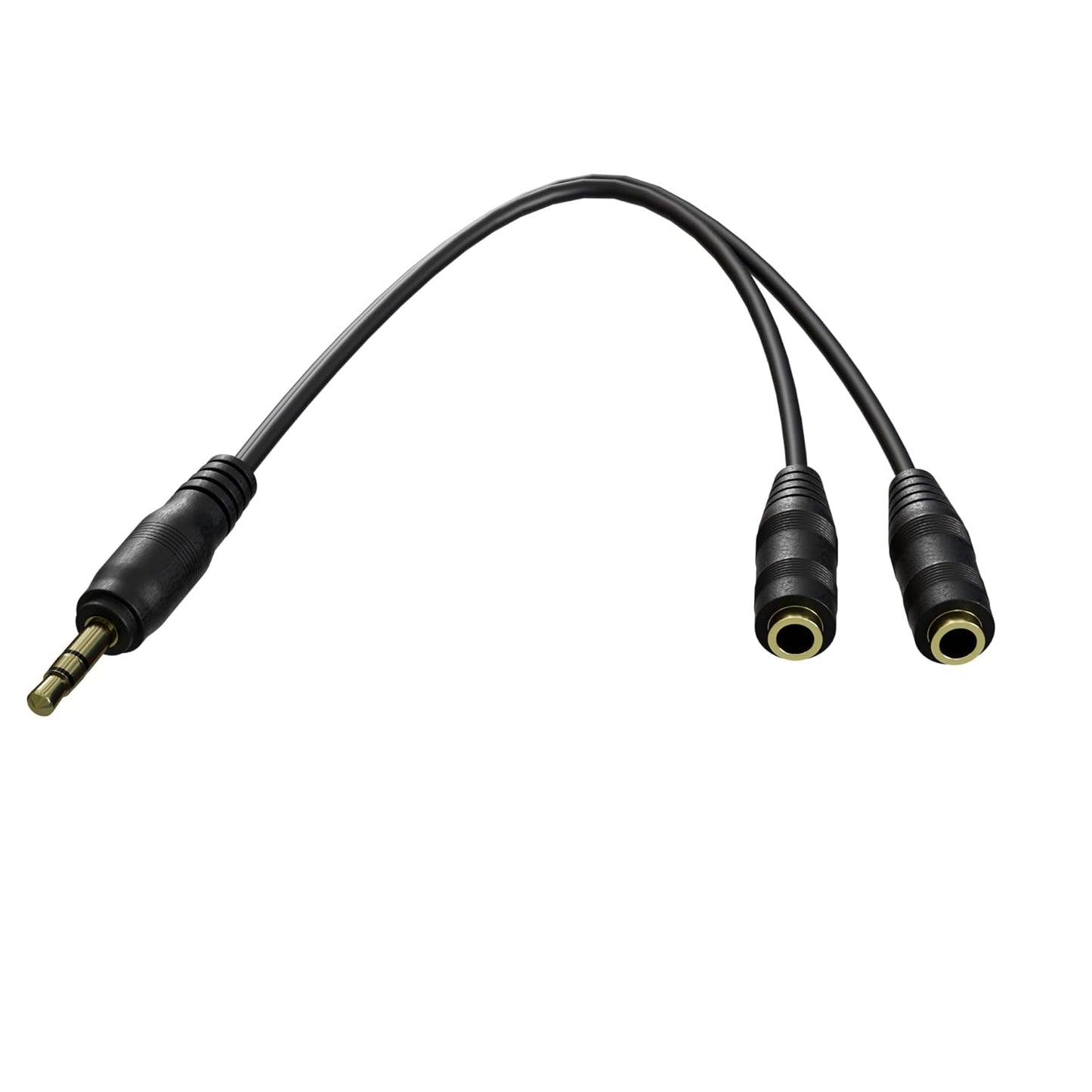 3.5 mm Headphone Jack to Two 3.5 mm Speaker and Headphone AUX Audio Cable Splitter, Black