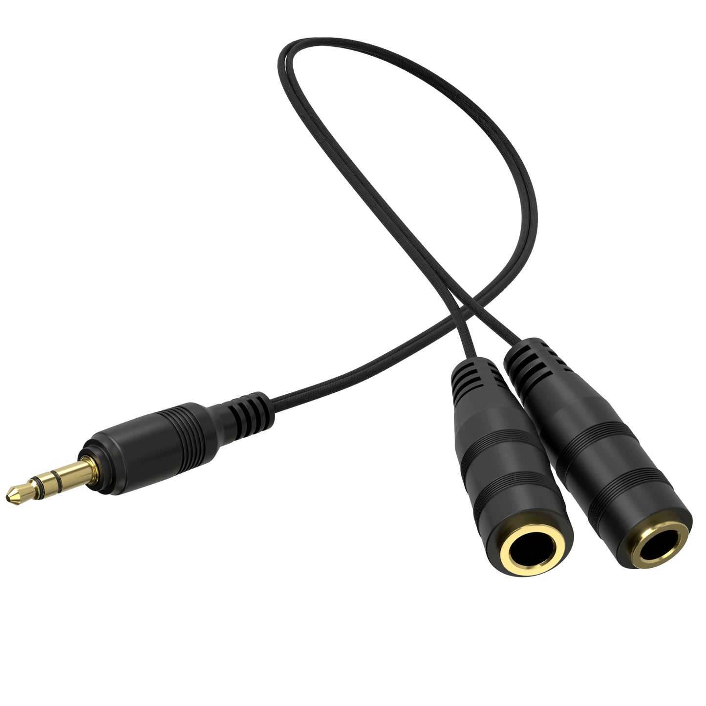 3.5 mm Headphone Jack to Two 3.5 mm Speaker and Headphone AUX Audio Cable Splitter, Black